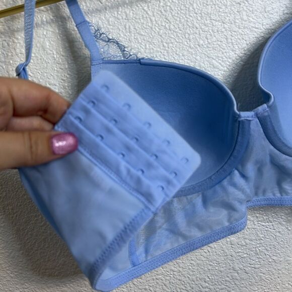 NWT-Auden-Long Line Light Blue Lightly Lined Lace Demi bra w/ Underwire-Size 34B - Picture 7 of 9